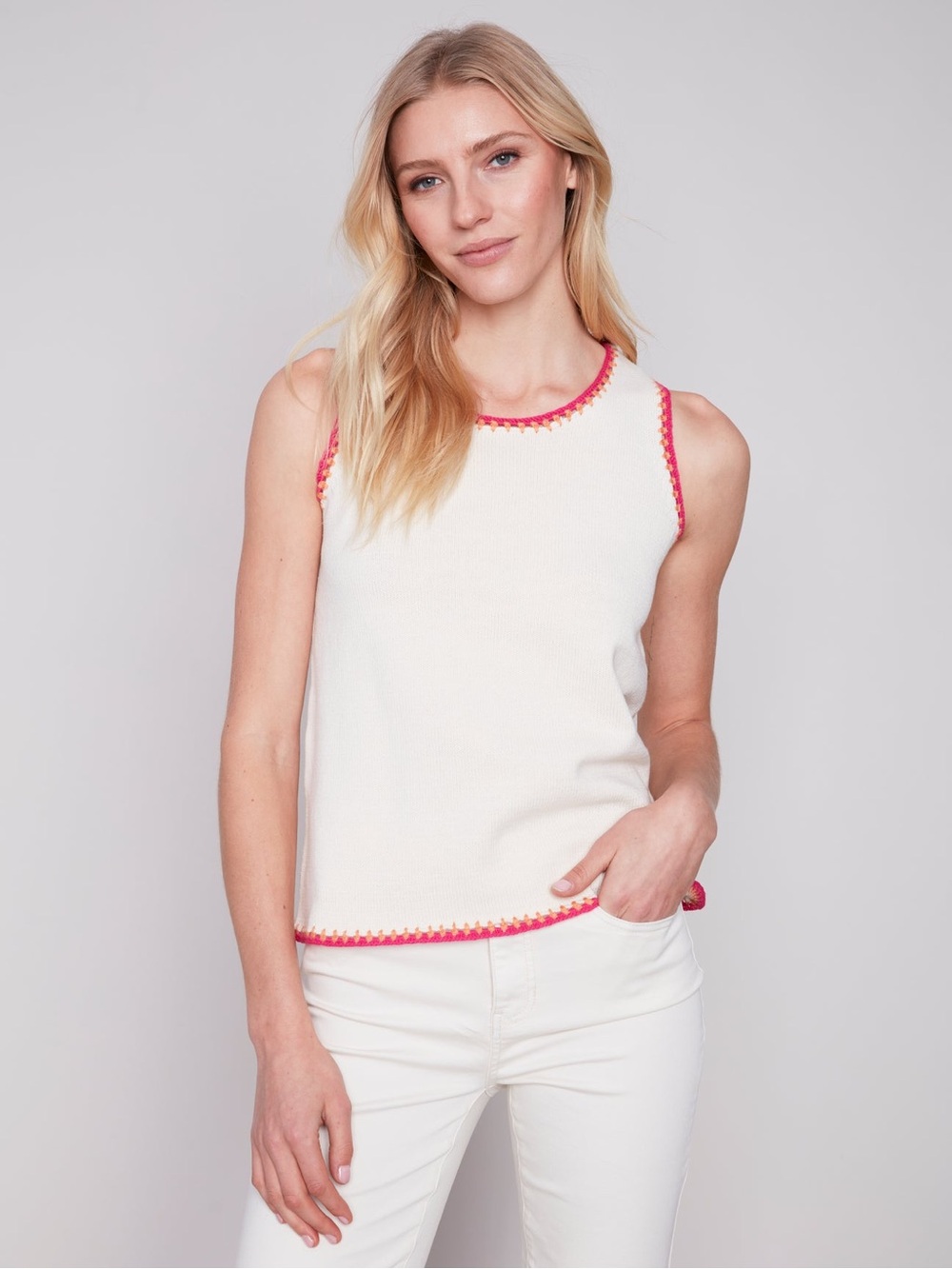 Charlie B Charlotte Cami Cream Cotton Knit